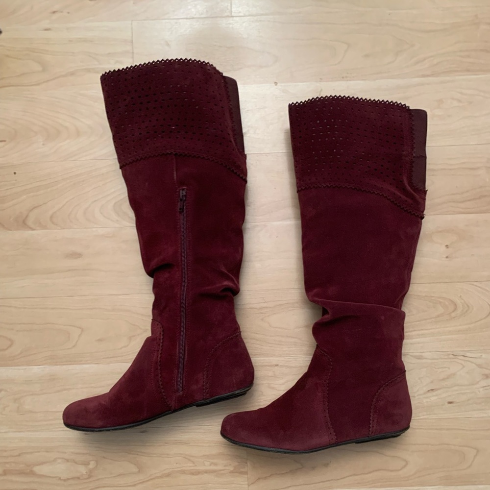 Flat Red/Maroon Boots